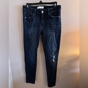 Kancan Dark Distressed Skinny Blue Jeans